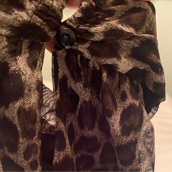 ENFOCUS STUDIO L stretch waist button neck cheetah top women’s lacey feel - Picture 7 of 15